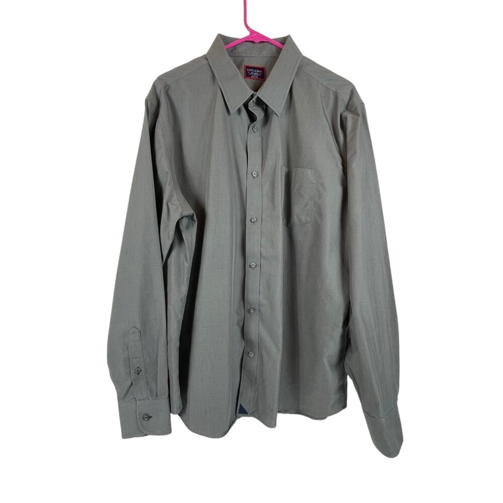 Untuckit Button Front Shirt Sz 2XL Mens Gray Pocket Cotton